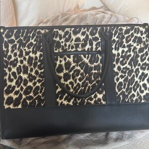 Leopard Print Black Leather laptop bag